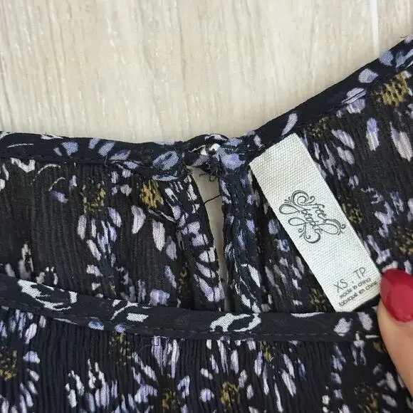 Free People Dress Open Back Size XS Black & Purple Floral Boho Charlotte Lace - Picture 7 of 16